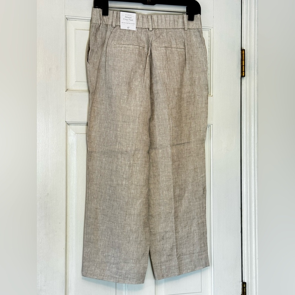 Talbots Linen Cropped Ankle Pants in‎ Light Taupe - Picture 2 of 10